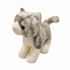Miyoni by Aurora Gray White Tabby Cat Kitty Plush 10" Green Eyes!